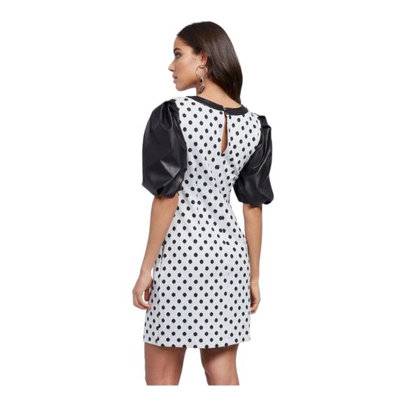 Dot-print Faux Leather - Sleeve Shift Dress, New York & Company - Picture 3 of 5